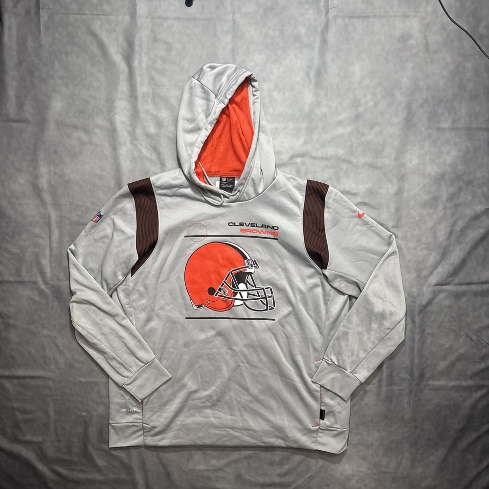 Cleveland Browns Official Team Issued Sweatshirt Men's XXL Hoodie Nike NFL Gray